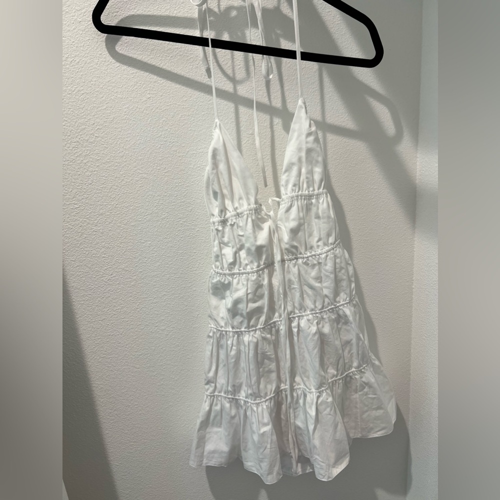 Zara white Tiered trench dress